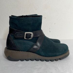 Fly London Sake Women's Suede Bootie Teal size 38